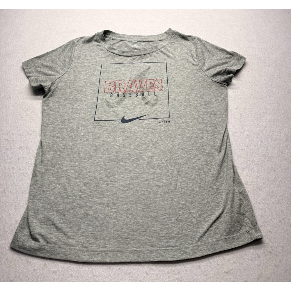 Nike Atlanta Braves Graphic T-Shirt Men's Medium Gray Genuine MLB Baseball Tee